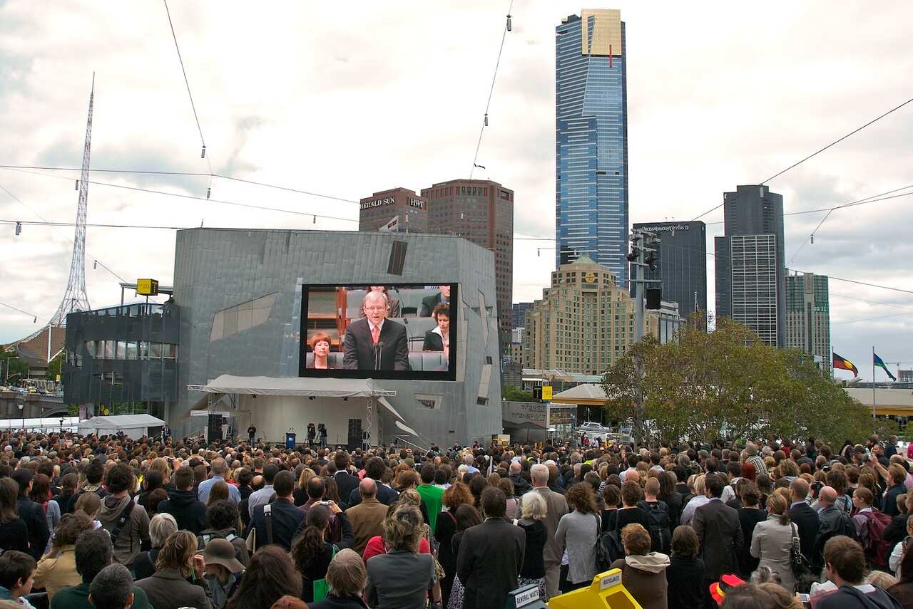 Kevin Rudd apology to Stolen Generations Federation Square