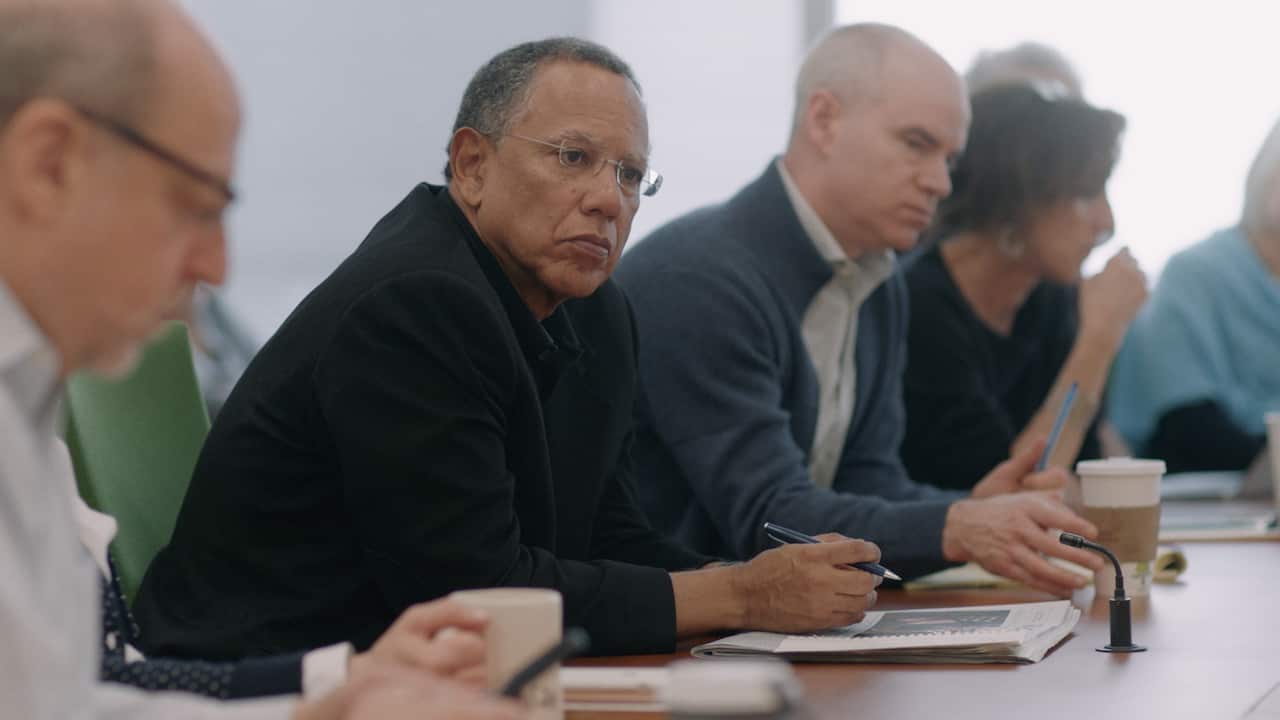 Dean Baquet, Executive Editor oversees the morning meeting at the New York Times.