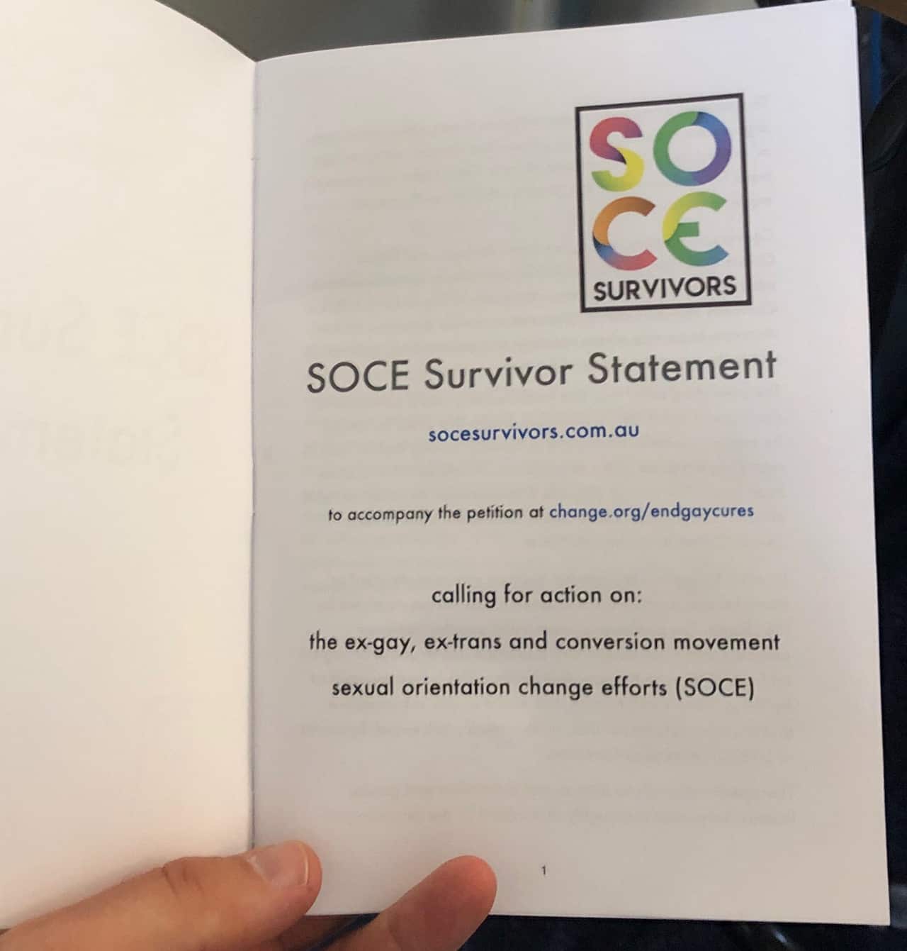 SOCE Survivor Statement