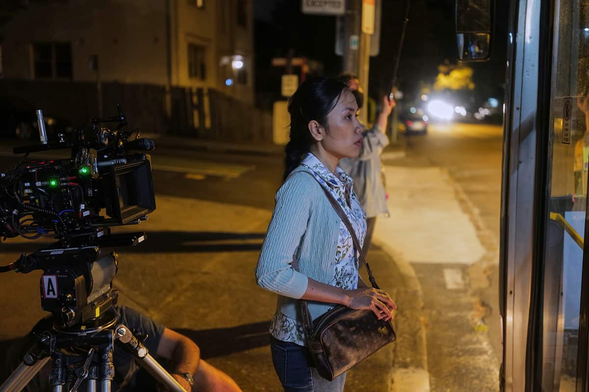 Aina Dumlao during filming for The Unusual Suspects