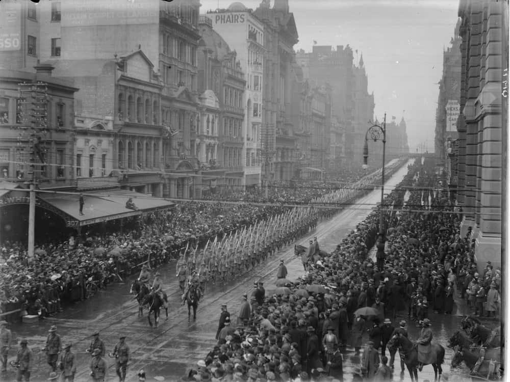 Soldiers Collins Street Melbourne World War I