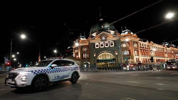 With an 8pm curfew still in place, Melbourne's streets are now deserted after dark.