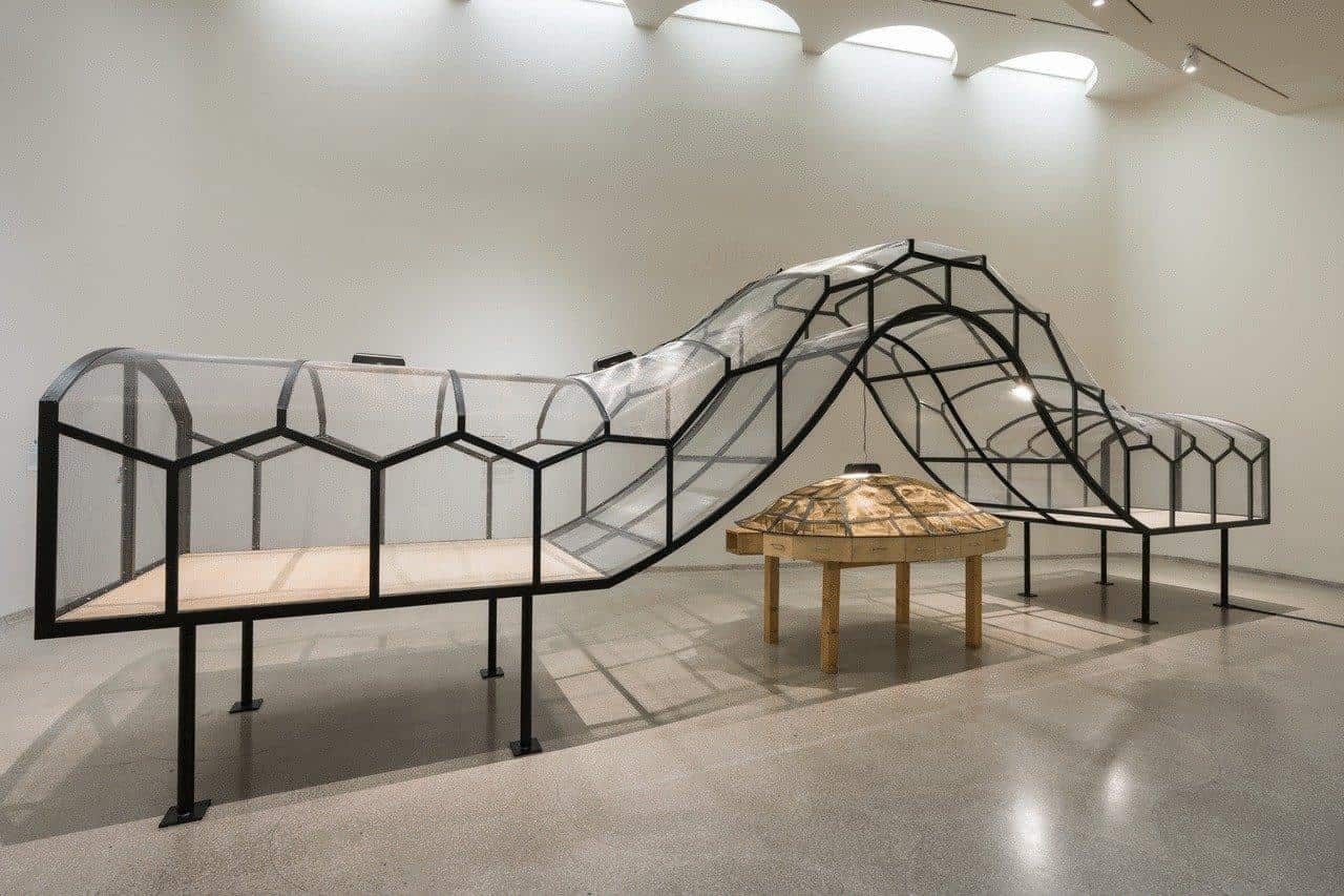 Installation view of Huang Yong Ping’s “Theater of the World” at the Guggenheim Museum.