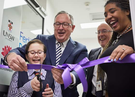 NSW Health Minister Brad Hazzard, Professor Bill Ledger and Dr Antoinette Anazodo opening the Fertility and Research Centre earlier this month.