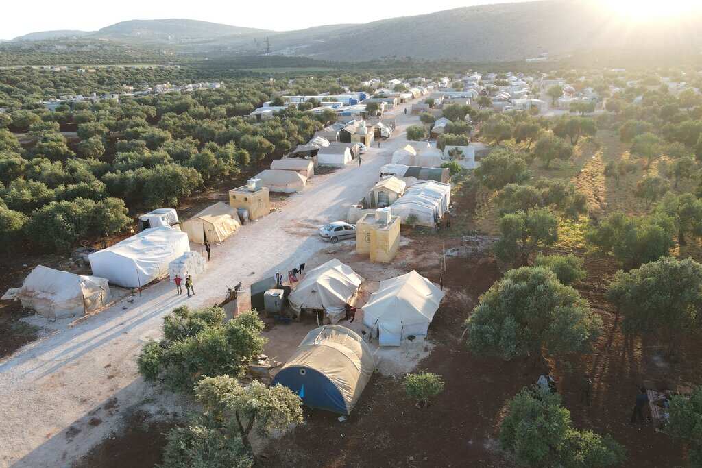 The Farjallah camp for displaced people in Idlib Province where Nahla lived with her father and siblings.