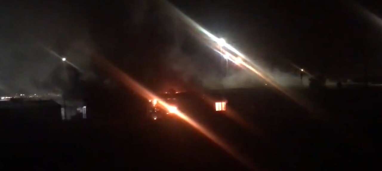 The Don Dale facility on fire during the riots.