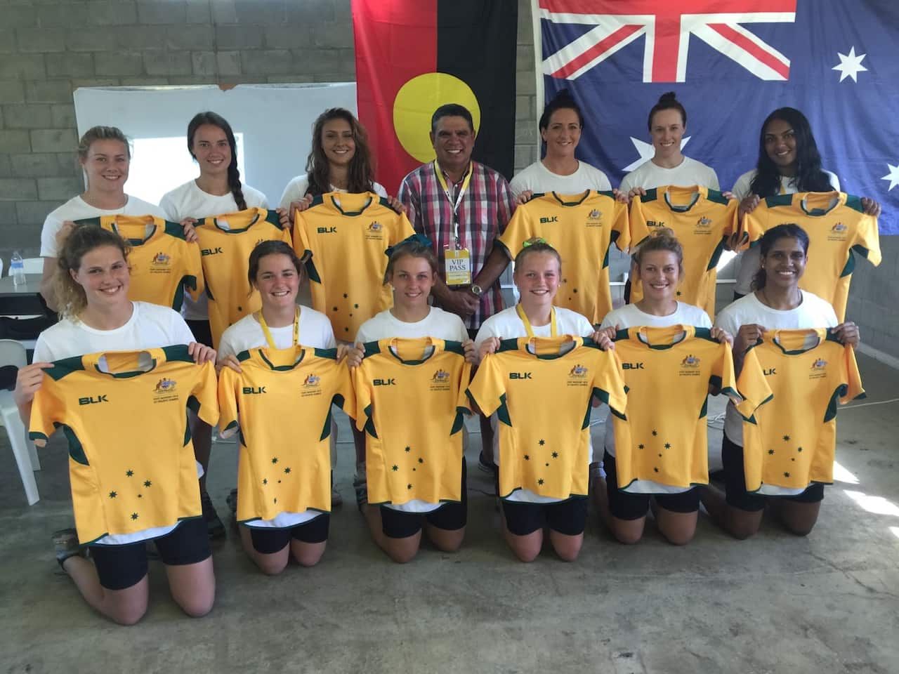 Mark Ella with the women's Aussie Sevens Team 
