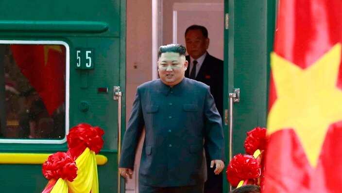 North Korean leader Kim Jong-un arrives in Hanoi.