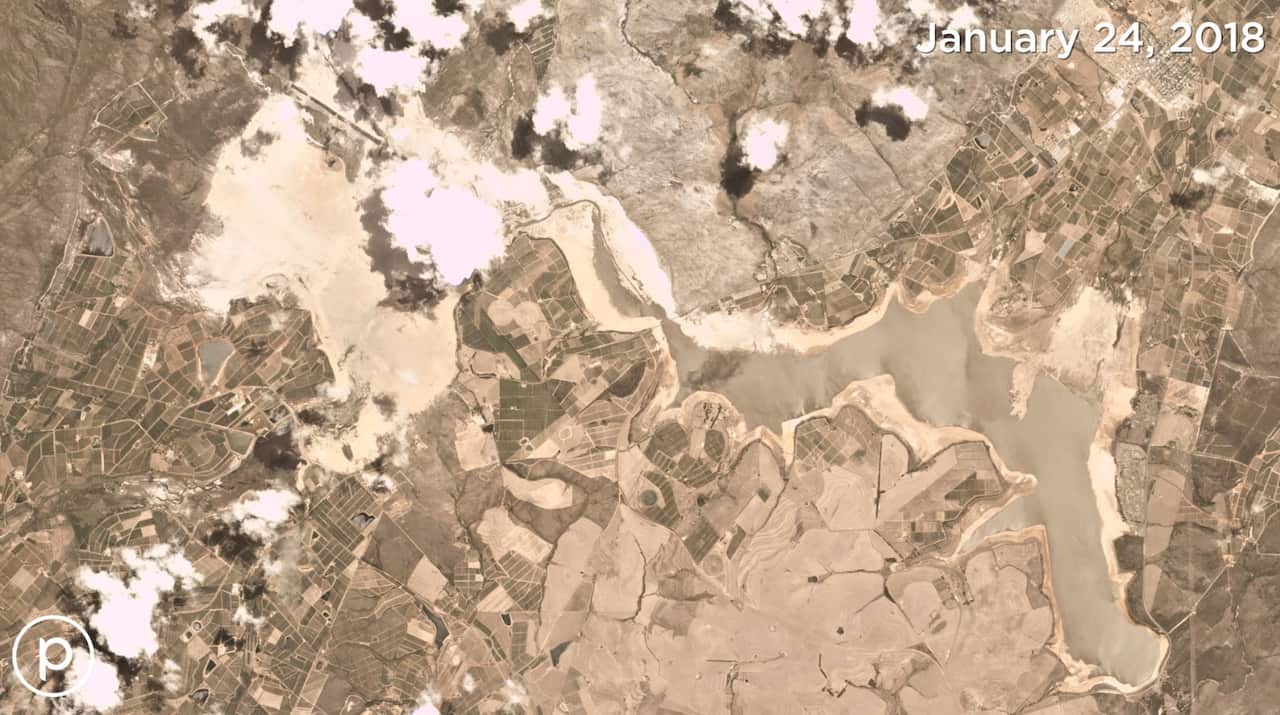 Cape Town's biggest water reservoir on January 24, 2018.