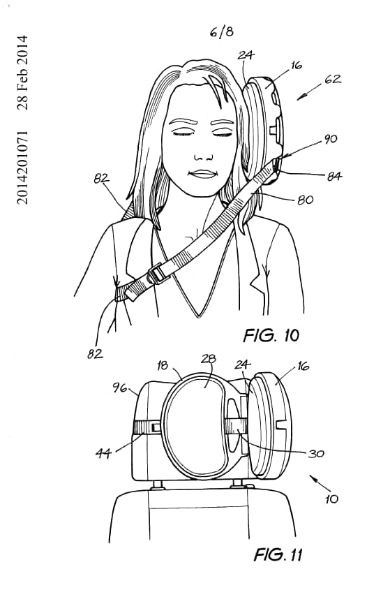 Travelling head rest patent