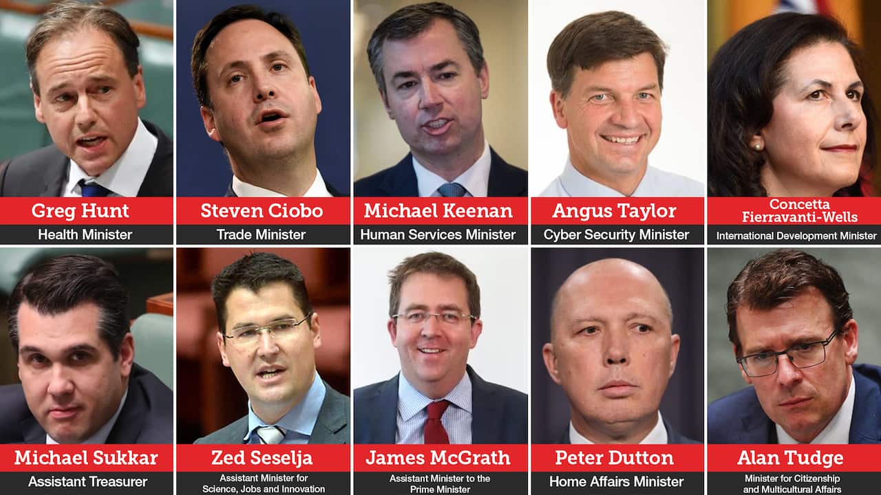 The 10 frontbenchers who offered to quit following the leadership spill motion.