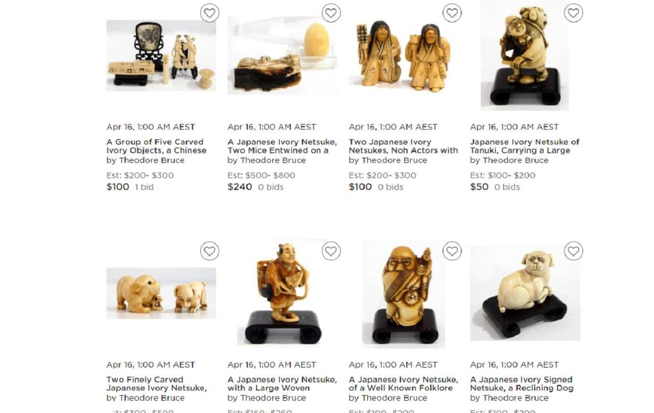 Screenshot from invaluable.com, a common site used to buy and sell ivory in Australia.