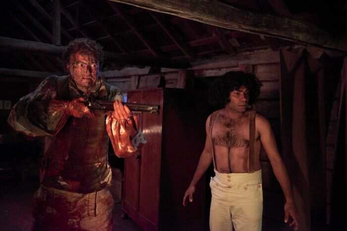 Actors Charlie Garber and Clarence Ryan in Bjorn Stewart's horror debut Killer Native. 