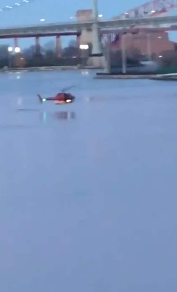 Helicopter crashes in New York.
