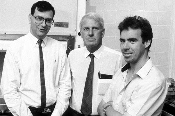 David Cooper, Ian Thompson and Brett Tindall in the late 80s.