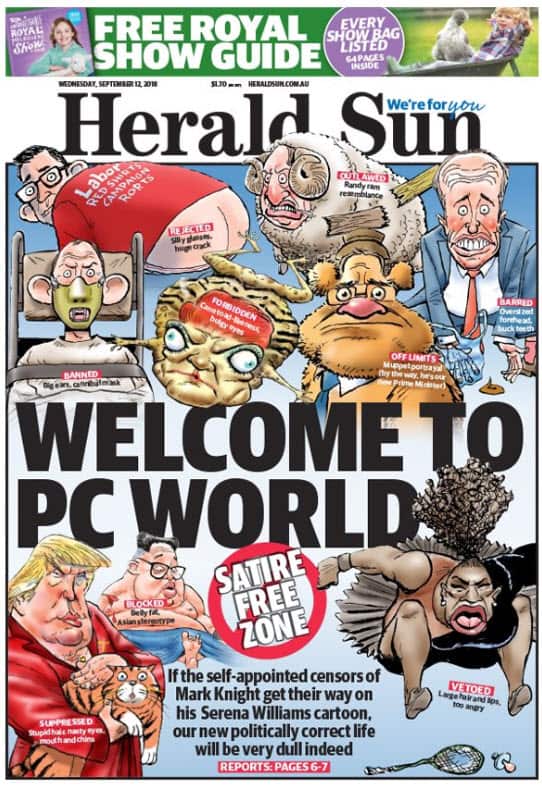 The Herald Sun front page.