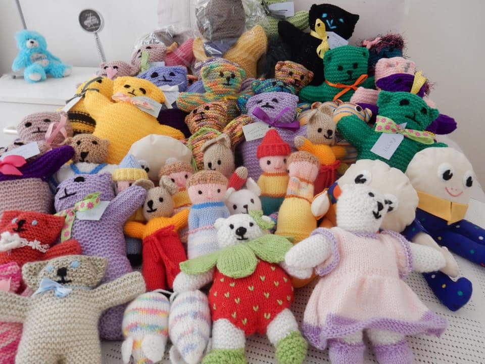 Trauma teddies donated by the group Knit4Charities.