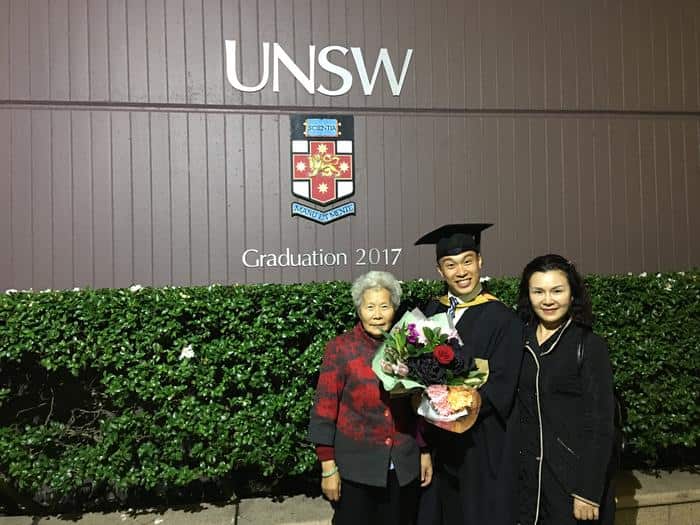 Wang with his mother and grandmother.