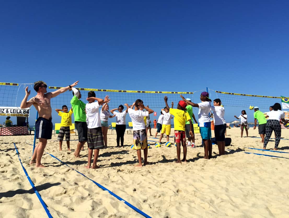 Olympic stars pass on their volleyball skills to the next generation.