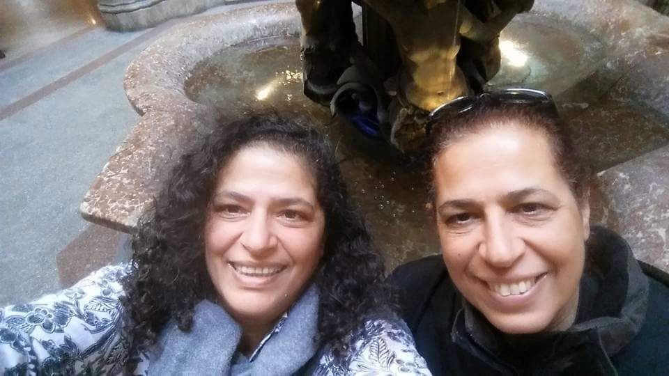 The sisters were on holiday. 