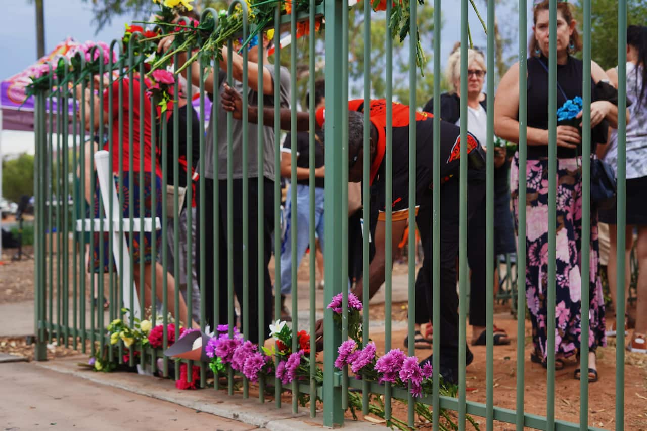 Flowers were placed at a site outside the Alice Springs Hospital where the incident happened.