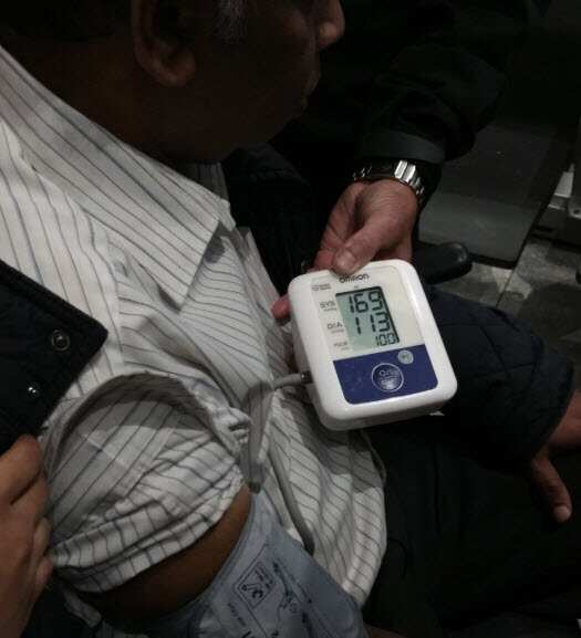 Sangarapillai Balachandran's blood pressure at Heathrow airport.