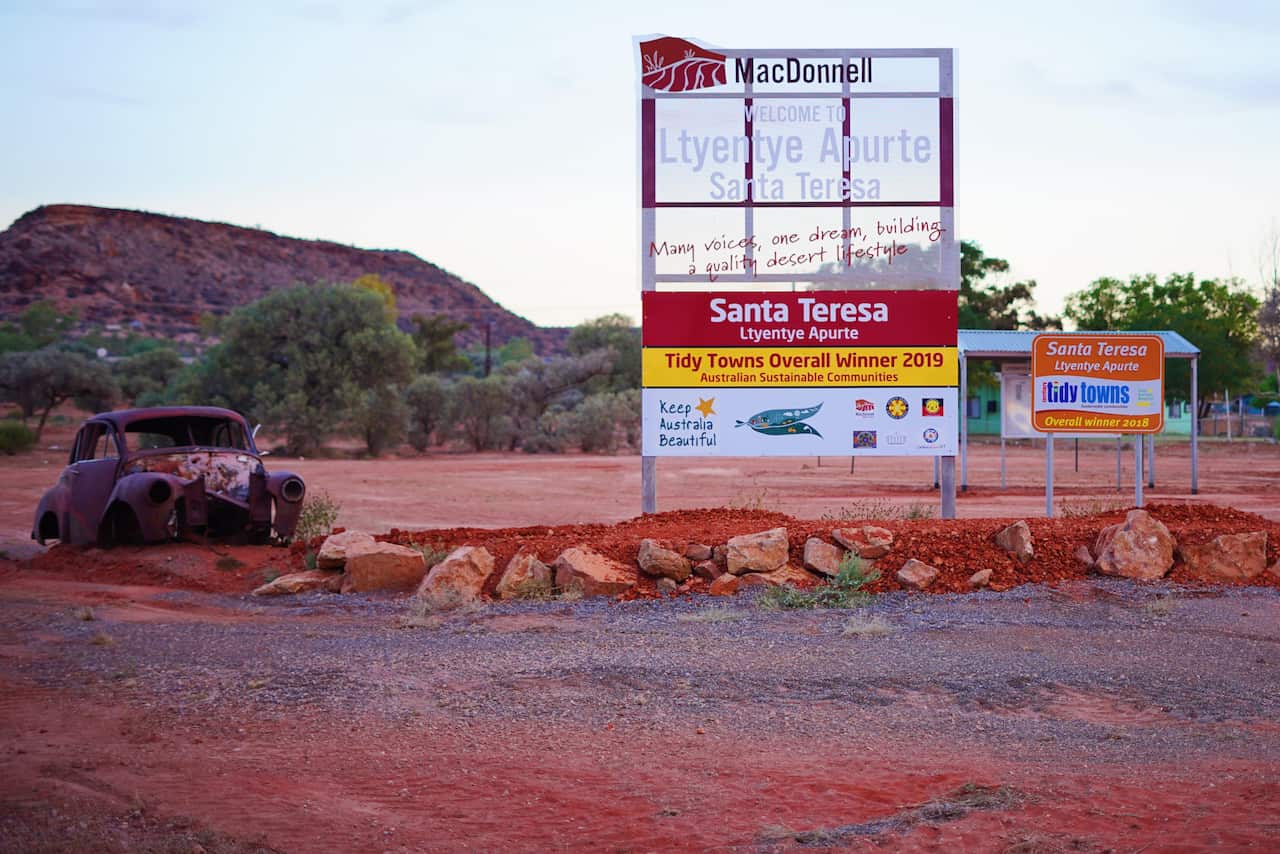 Santa Teresa is just over an hour south-east of Alice Springs with a population of fewer than 600 people.