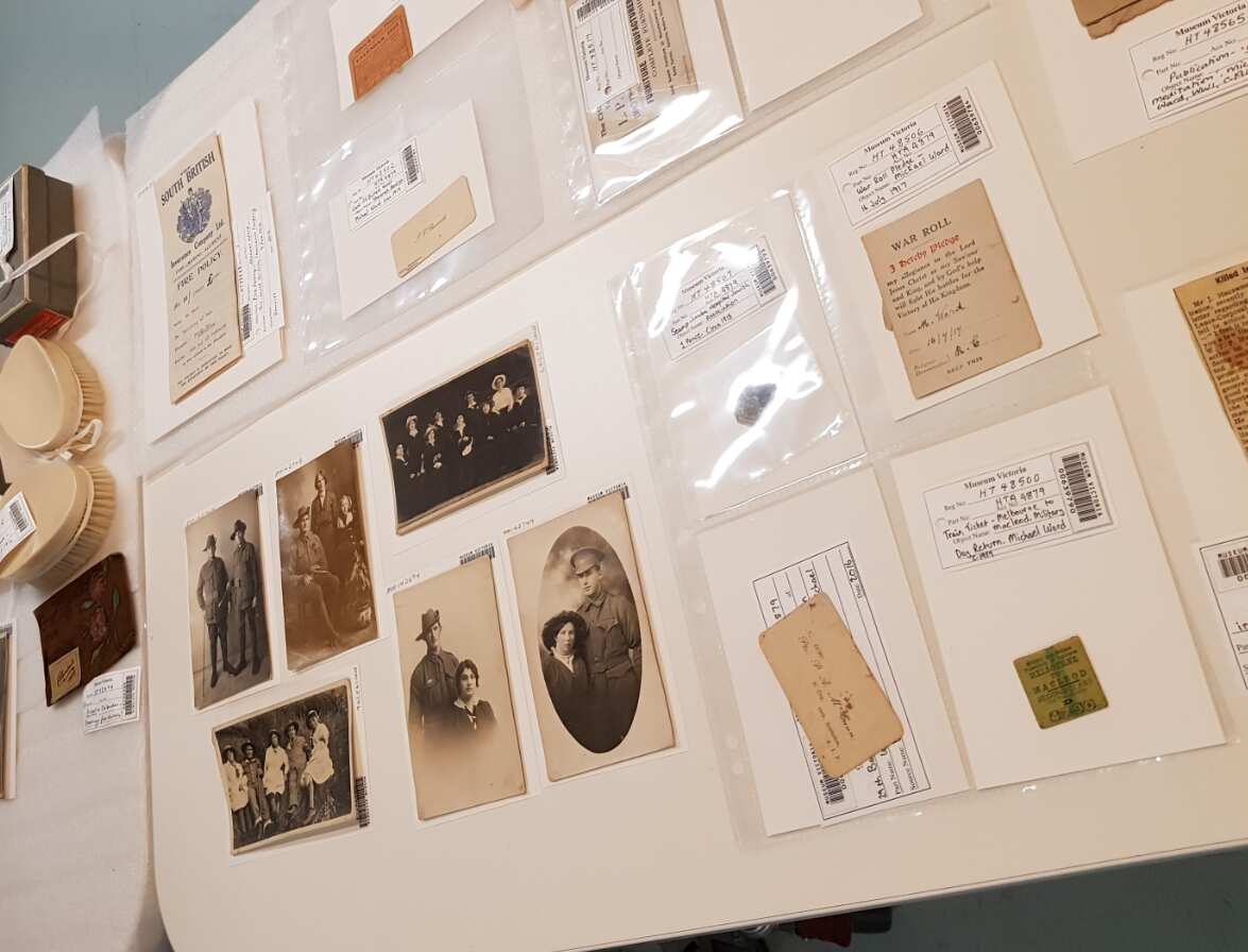 Photos and documents from the suitcase.