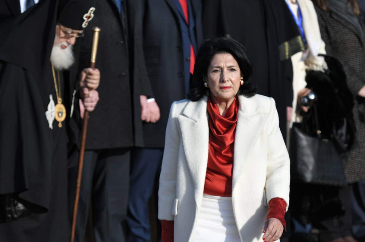 Georgia's new President Salome Zurabishvili arrives to take the oath during her inauguration ceremony