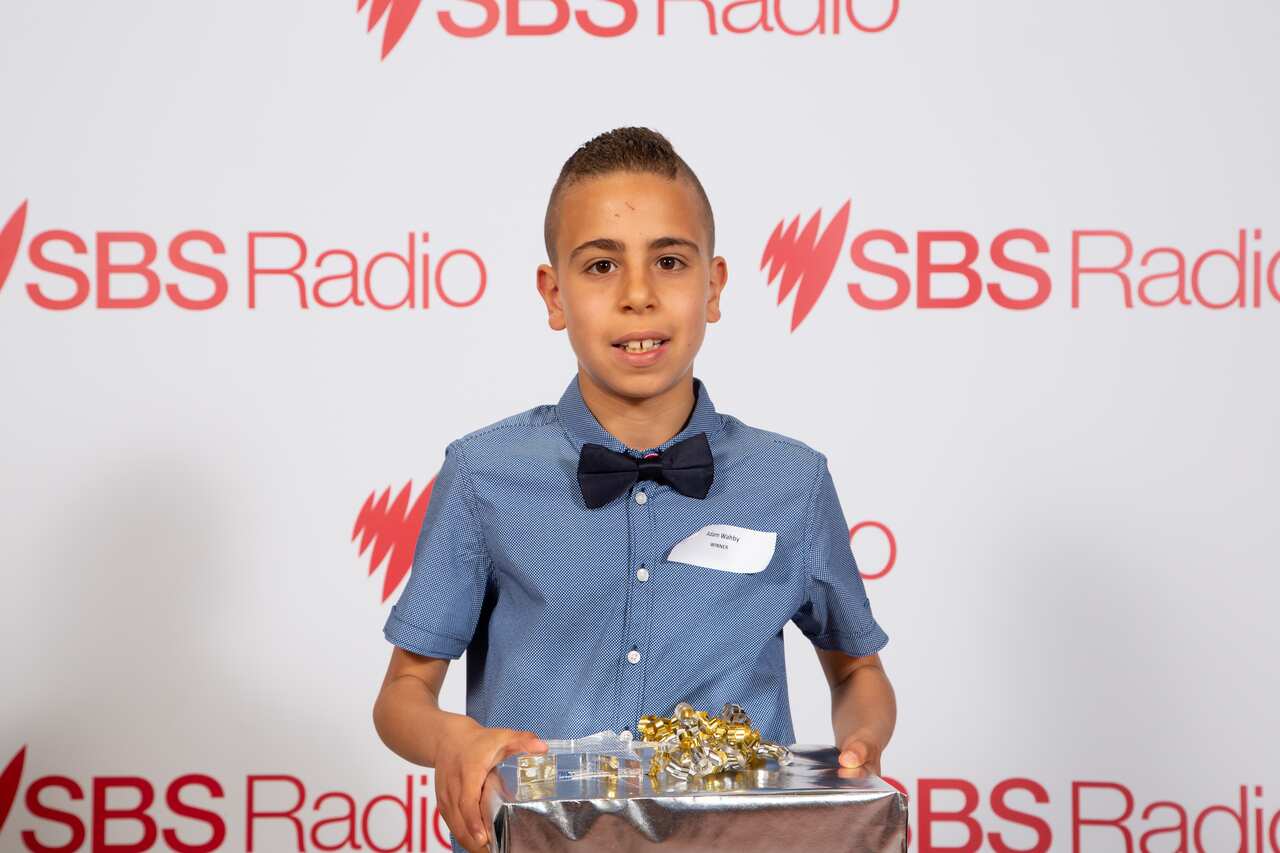 Melbourne student Adam Wahby, 9, won the 8-12 years category with his Arabic drawing.