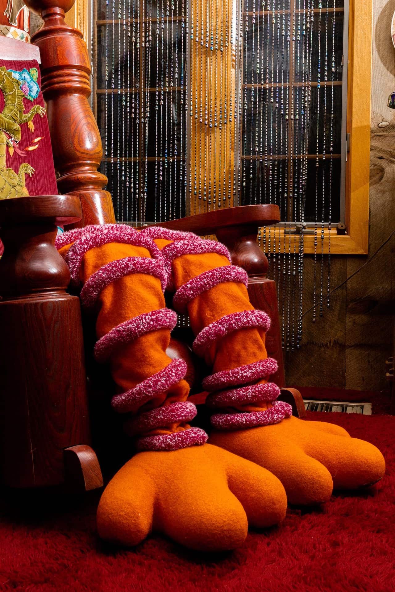 Spinney’s Big Bird memorabilia includes a pair of the character’s legs attached to a rocking chair in his home.