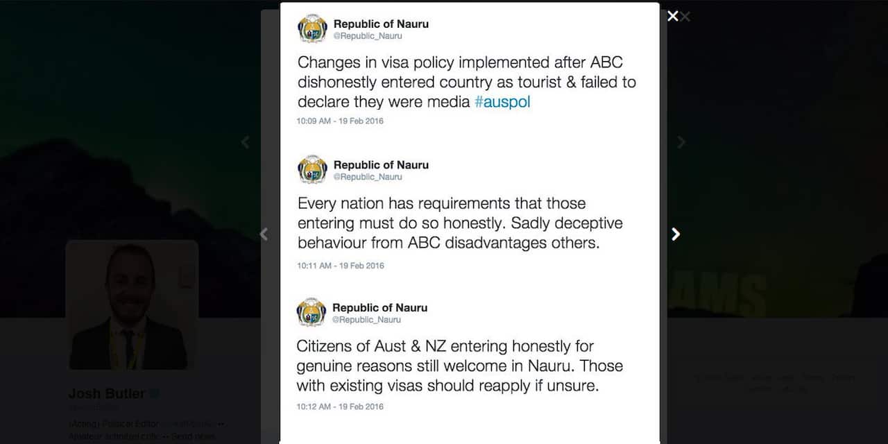 A screen grab of the tweets that were deleted by the @Republic_Nauru Twitter account