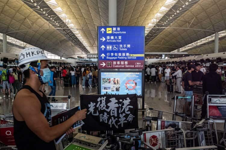 Operations at Hong Kong’s airport came to a halt after protesters occupied the main terminal.