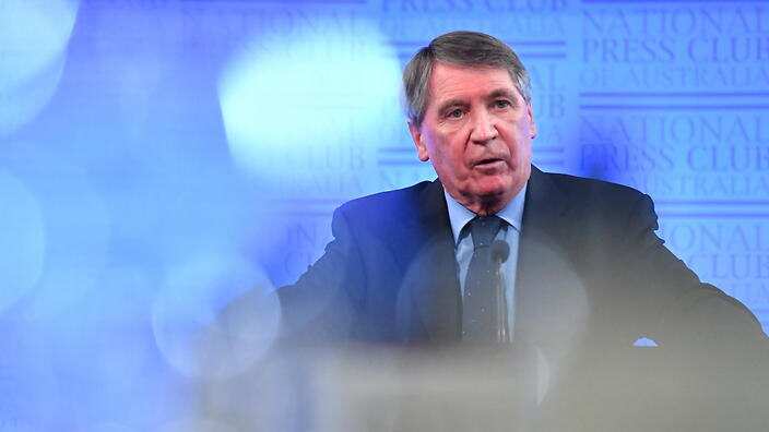 Secretary of the Department of Defence Dennis Richardson speaks at the National Press Club in Canberra, Friday, May 12, 2017. (AAP Image/Mick Tsikas) NO ARCHIVING