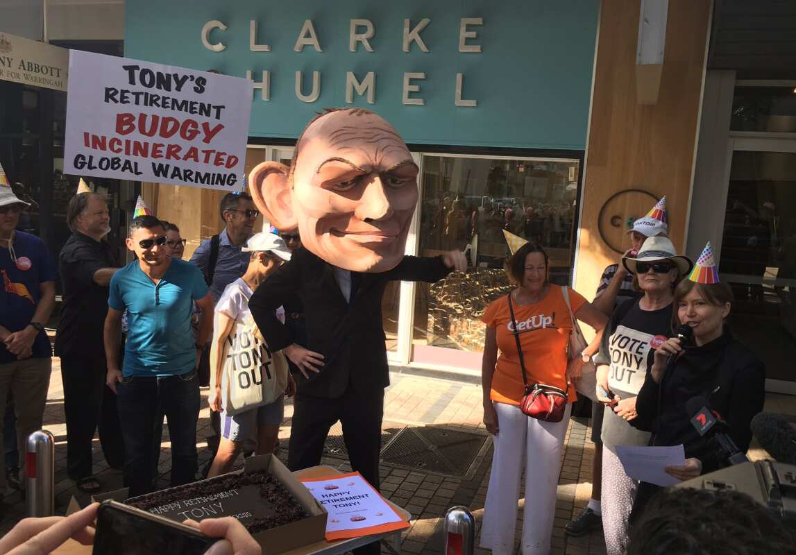 The GetUp protest at Tony Abbott's Warringah office.