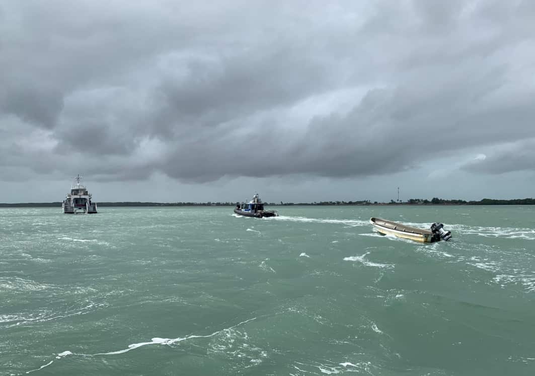 Police search the area.