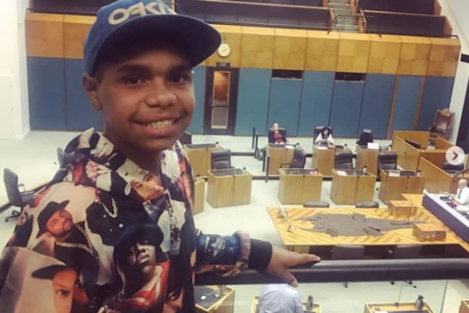 Dujuan Hoosan as his speech was read in the Northern Territory Parliament.
