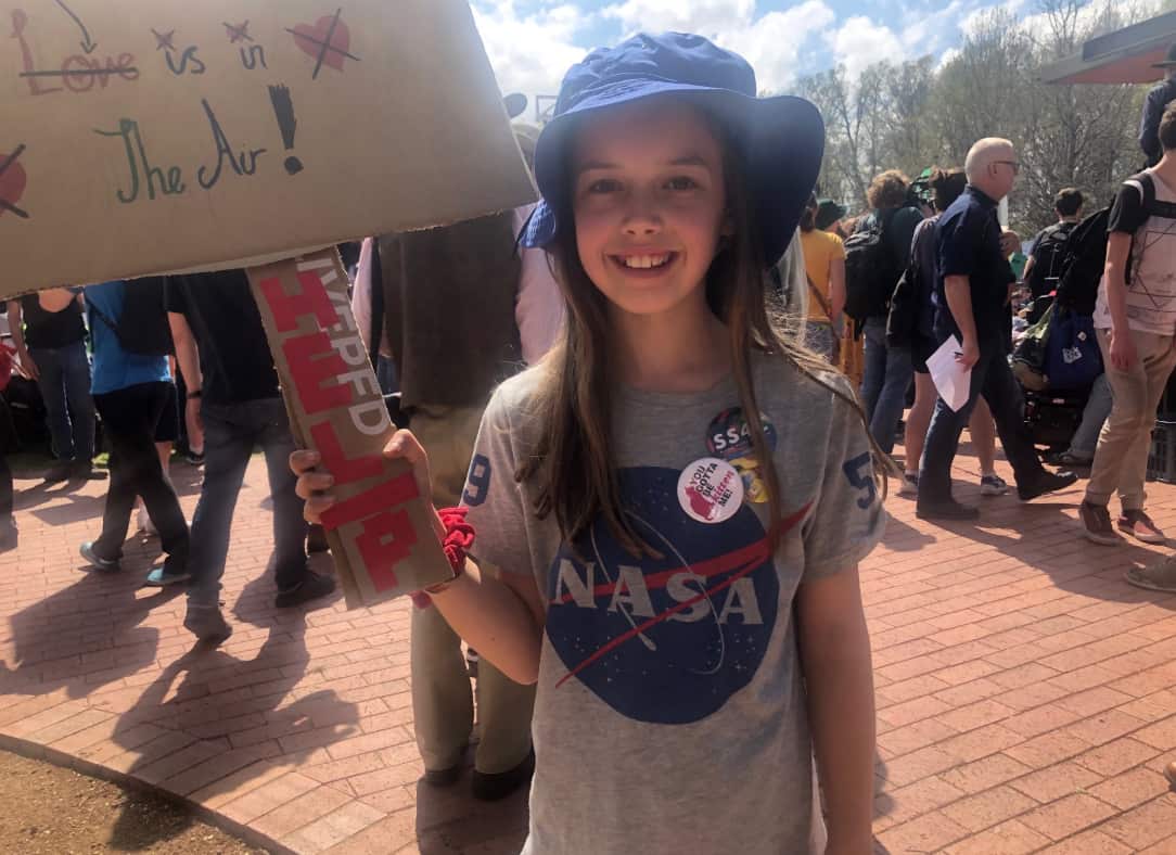 Ava at the Canberra protest.