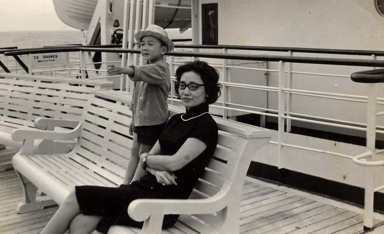 A young Tony Ayres and his mother.
