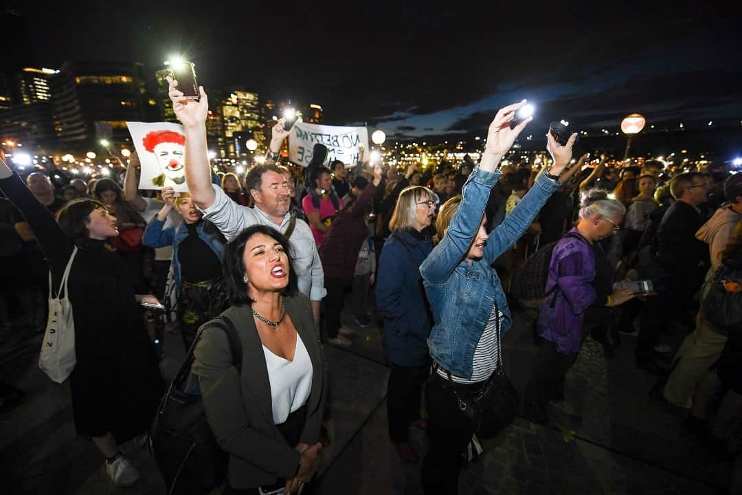 Protest against the decision to project the barrier draw results for The Everest onto the sails of the Opera House.