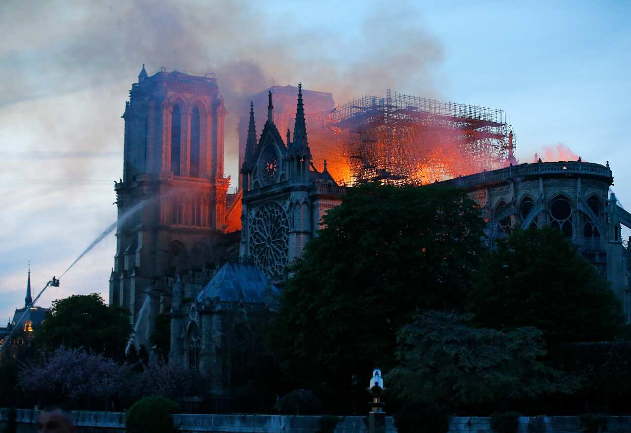  Notre Dame cathedral as it burns in Paris.