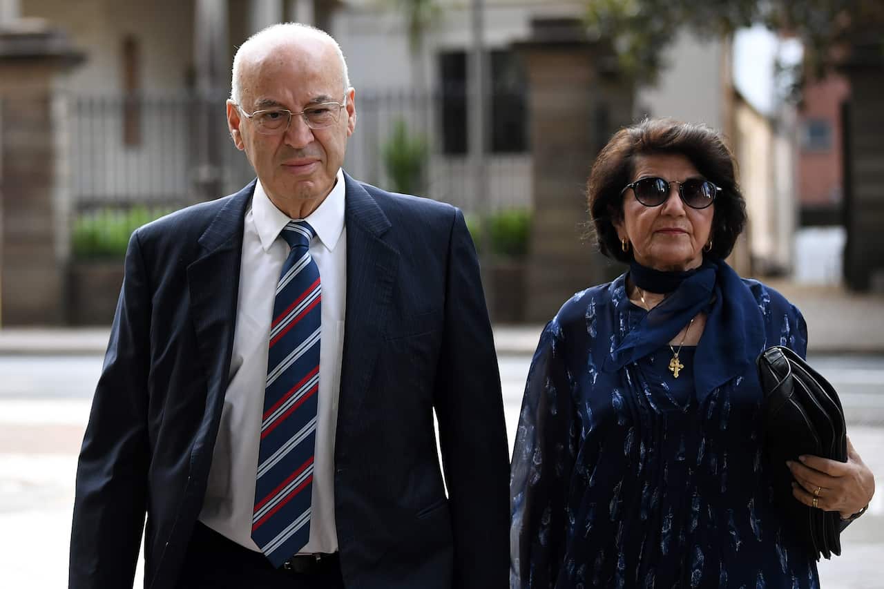 Eddie Obeid (left) arrives at the Supreme Court of NSW in Sydney, Thursday, February 20, 2020.
