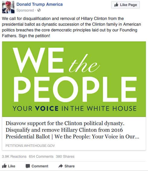 One of the ads released by US lawmakers.