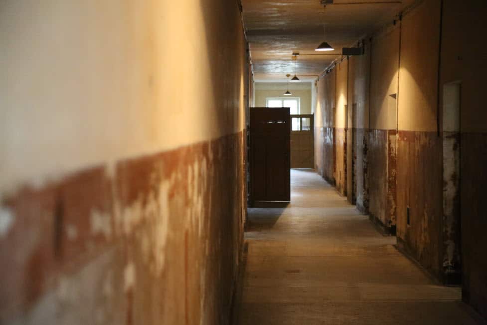 A rare look inside Block 2 at Auschwitz I, which has been restored to its original 1940’s condition.