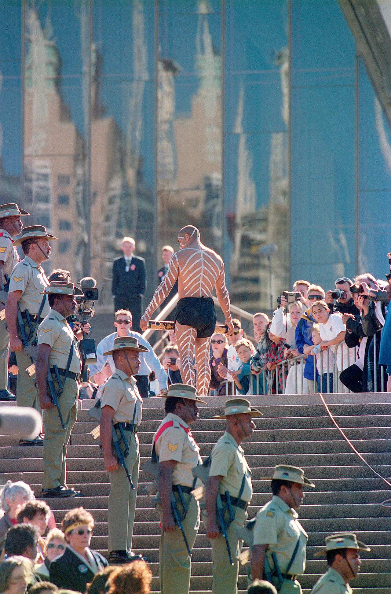 The national reconciliation document is carried into the Sydney Opera House during Corroboree 2000.