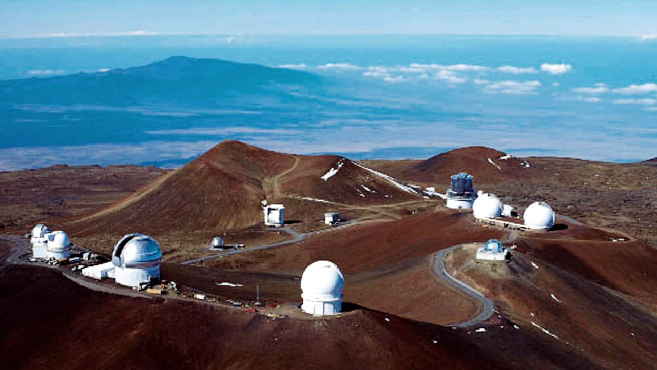 This photo released by the University of Hawaii Institute of Astronomy shows an overview of the Mauna Kea mountain summit in February 1998 in Hawaii.
