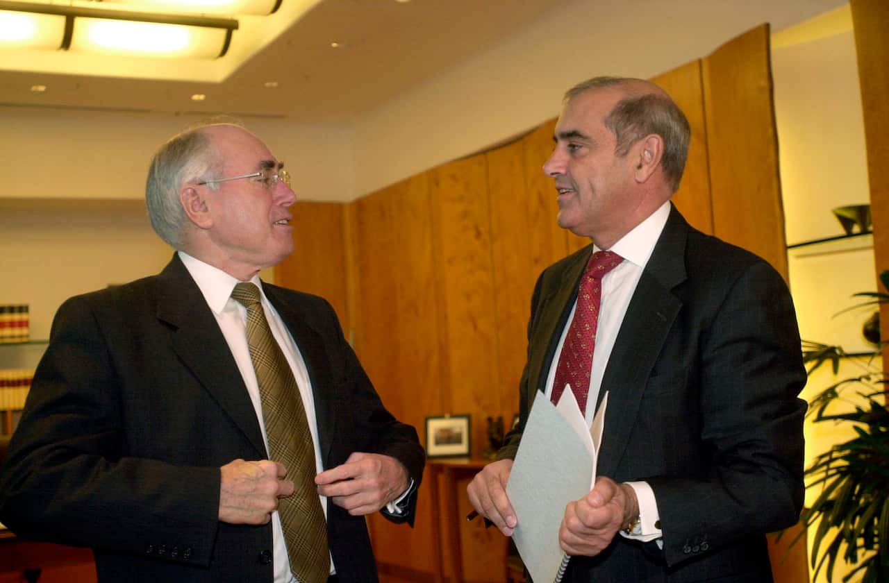 Former Prime Minister John Howard with then-South Australian Premier John Olsen.