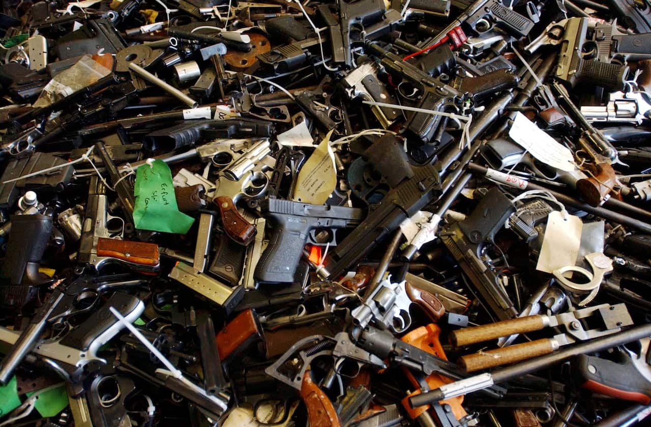 A cache of gun taken in as part of a buyback program.