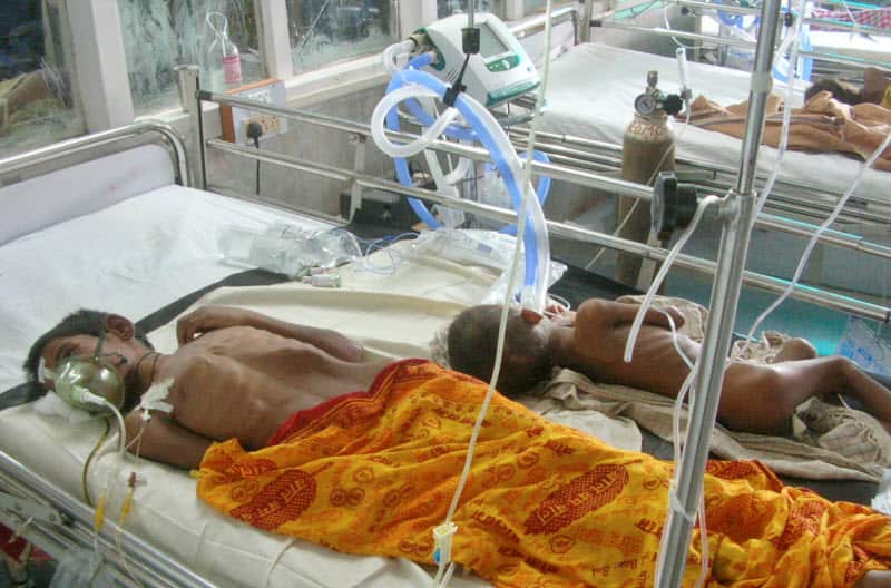 Children suffering from Encephalitis undergo treatment at a government hospital in Gorakhpur, India, Wednesday, Sept. 28, 2005