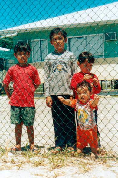 A 2003 photo of some of the children in the refugee camp on Nauru. 